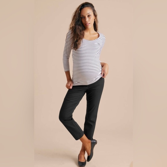 NWT A PEA IN THE POD Curie Maternity Side Panel Slim Cotton Blend Ankle Trouser - Picture 1 of 15